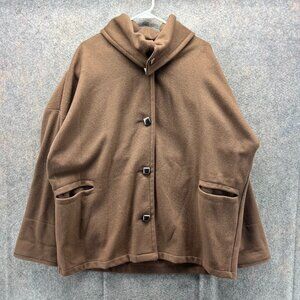 Maralyce Ferree Coat Womens Medium Brown Wool Blend Button Front Jacket Winter